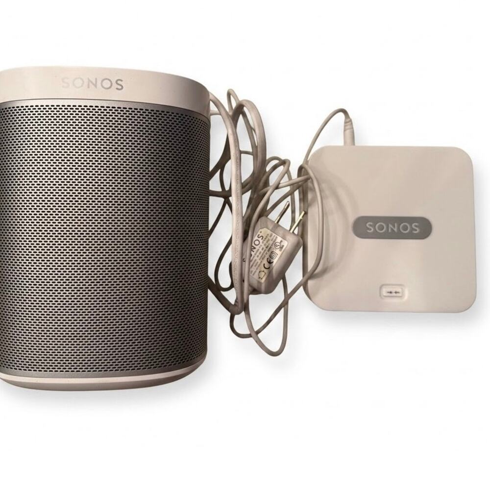 Sonos Play:1 Wi-Fi Speaker & BR100 Wireless Bridge System Bundle White Gray